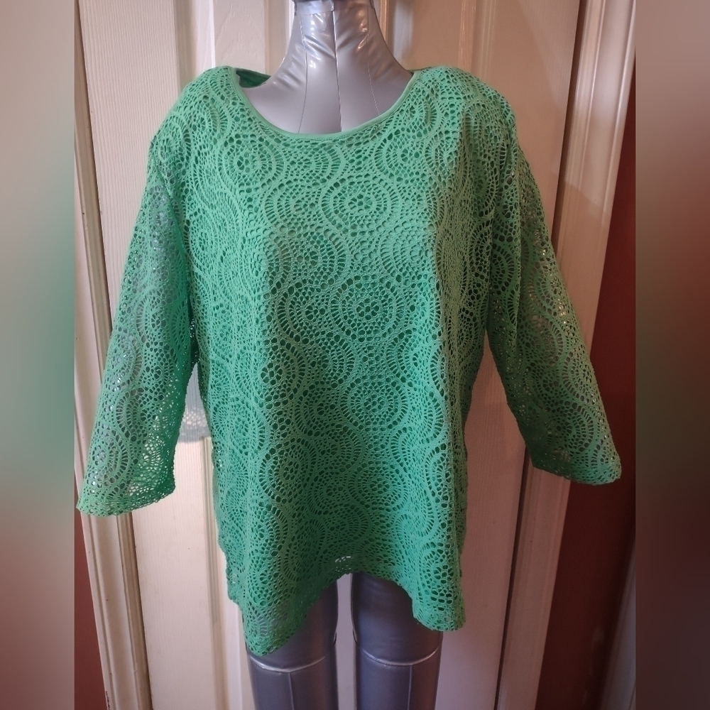 Southern Lady long sleeve double layered size large lace blouse shirt top